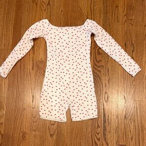 SKIMS White Long-Sleeve Heart Valentine’s Day “Fits Everyone” Romper, Size S